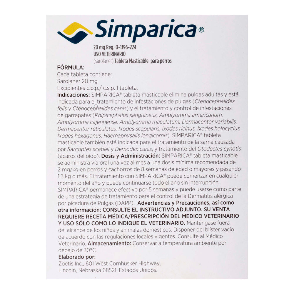 Simparica 20 mg. 1 tab.